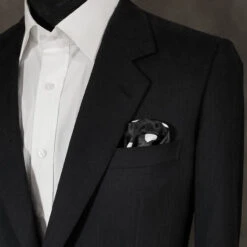 Antonio Ricci 2-in-1 Pouf Round Pocket Square - White On Black Multi-Size Dots -Suit Discount Store Black WhiteMultiDots 2 12449.1656625478
