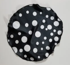 Antonio Ricci 2-in-1 Pouf Round Pocket Square - White On Black Multi-Size Dots -Suit Discount Store Black WhiteMultiDots 3 78808.1656625478