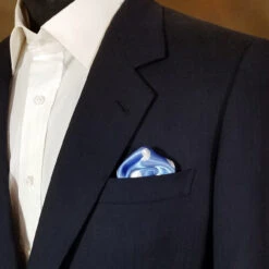 Antonio Ricci 2-in-1 Pouf Round Pocket Square - Blue With White Polka Dots -Suit Discount Store Blue PolkaDot 2 54971.1656621644