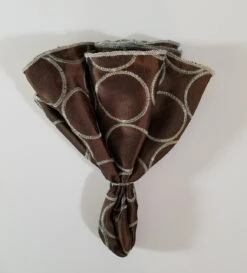 Antonio Ricci 2-in-1 Bronze Circles 100% Dupioni Silk Pouf Round Pocket Square -Suit Discount Store Brown Circle 6 88419.1675548032