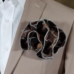 Antonio Ricci 2-in-1 Bronze Circles 100% Dupioni Silk Pouf Round Pocket Square -Suit Discount Store Brown Circle A 21237.1675547839