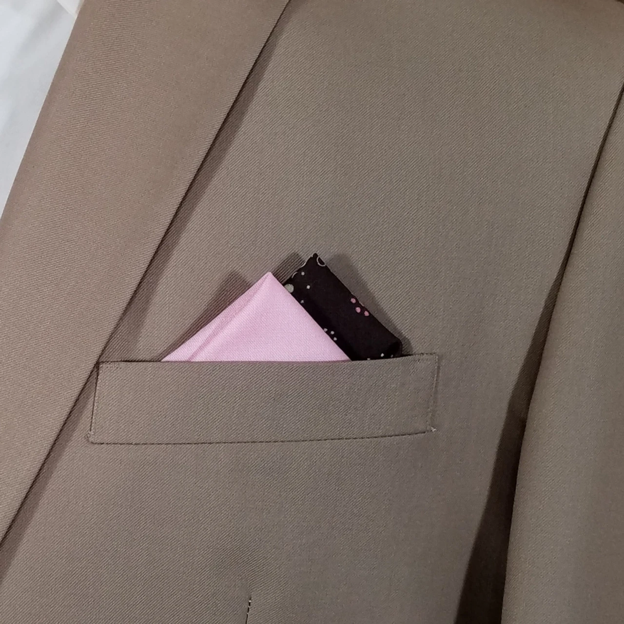 100% Cotton Pre-Folded Pocket Square Handkerchief Insert - Mod Brown & Pink 8 100% Cotton Pre-Folded Pocket Square Handkerchief Insert - Mod Brown & Pink - Image 8
