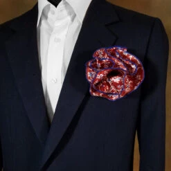 Antonio Ricci 2-in-1 Pouf Round Pocket Square - Burgundy Blue Floral -Suit Discount Store Burgundy BlueFloral 2 63228.1671225647