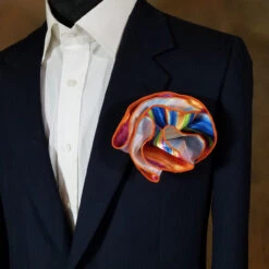 Antonio Ricci 2-in-1 Pouf Round Pocket Square - Bright Candy Stripe Pattern -Suit Discount Store CandyStripe 03860.1661636590