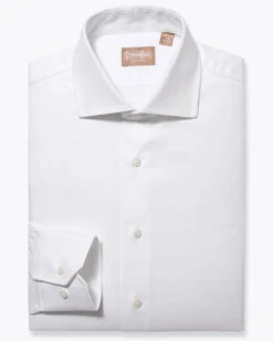 Gitman Bros. 100% Cotton Twill Wide Spread Collar Dress Shirt - White