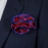 Antonio Ricci 2-in-1 Pouf Round Pocket Square - Royal Trim On Garnet Red
