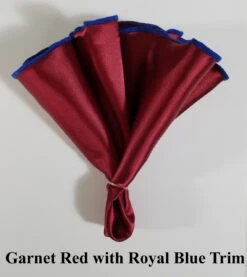 Antonio Ricci 2-in-1 Pouf Round Pocket Square - Royal Trim On Garnet Red -Suit Discount Store Garnet Red Royal ebay 90872.1653411223