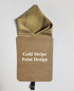 100% Silk Gold & Brown Stripe Point Design Pre-Folded Pocket Square Insert -Suit Discount Store GoldStripe POINT 2 ebay 09080.1673029707