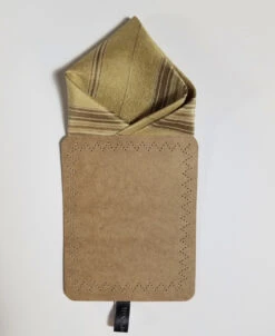 100% Silk Gold & Brown Stripe Point Design Pre-Folded Pocket Square Insert -Suit Discount Store GoldStripe POINT 2 84198.1673029711