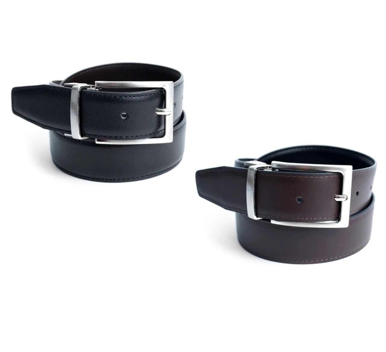 Reversible Genuine Leather Black & Brown Dress Belt 2 Reversible Genuine Leather Black & Brown Dress Belt - Image 2