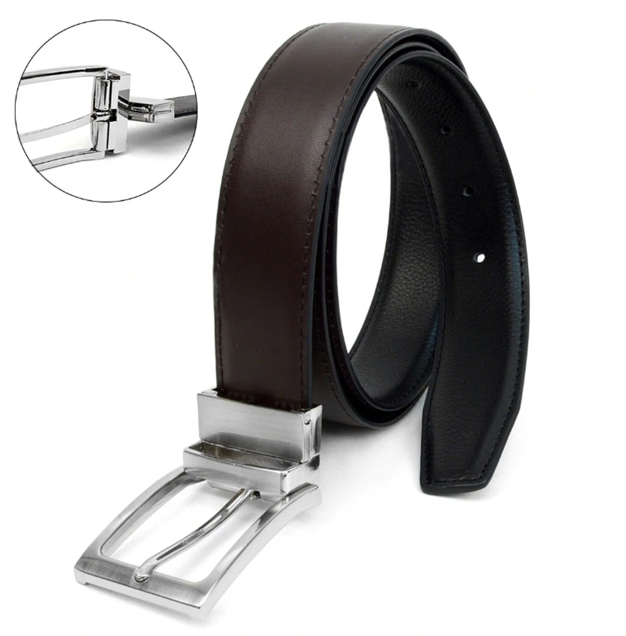 Reversible Genuine Leather Black & Brown Dress Belt 1 Reversible Genuine Leather Black & Brown Dress Belt
