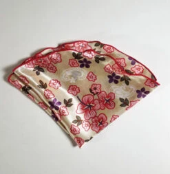 Antonio Ricci 2-in-1 Pouf Round Pocket Square - Ivory With Red Floral -Suit Discount Store Ivory Red Floral 4 43144.1683484053