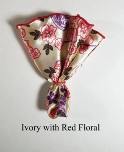 Antonio Ricci 2-in-1 Pouf Round Pocket Square - Ivory With Red Floral -Suit Discount Store Ivory Red Floral ebAY 22159.1683484053