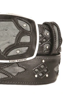 King Exotic Genuine Ostrich Quill Cut-Out Design Western Belt - Faded Grey -Suit Discount Store KE BLT 4C11F0338 3 02460.1613429162