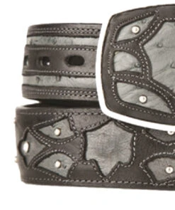 King Exotic Genuine Ostrich Quill Cut-Out Design Western Belt - Faded Grey -Suit Discount Store KE BLT 4C11F0338 4 30632.1613429162