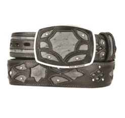 King Exotic Genuine Ostrich Quill Cut-Out Design Western Belt - Faded Grey -Suit Discount Store KE BLT 4C11F0338 48715.1613429162