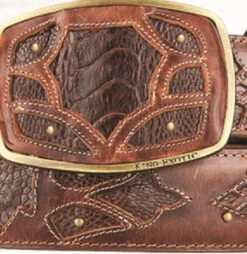 King Exotic Genuine Ostrich Leg Cut-Out Design Western Belt - Faded Brown -Suit Discount Store KE BLT 4C11F0516 2 91962.1613514472