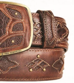 King Exotic Genuine Ostrich Leg Cut-Out Design Western Belt - Faded Brown -Suit Discount Store KE BLT 4C11F0516 3 48099.1613514472