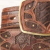 King Exotic Genuine Ostrich Leg Cut-Out Design Western Belt - Faded Brown