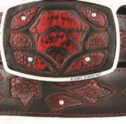 King Exotic Genuine Ostrich Leg Cut-Out Design Western Belt - Black Cherry -Suit Discount Store KE BLT 4C11F0518 2 32209.1613514468