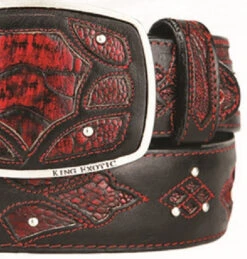 King Exotic Genuine Ostrich Leg Cut-Out Design Western Belt - Black Cherry -Suit Discount Store KE BLT 4C11F0518 3 18434.1613514468