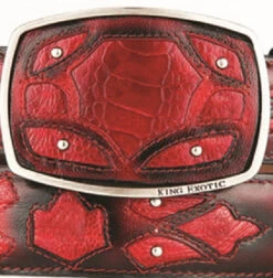 King Exotic Genuine Ostrich Leg Cut-Out Design Western Belt - Faded Red -Suit Discount Store KE BLT 4C11F0529 2 14822.1613514472