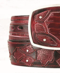 King Exotic Genuine Ostrich Leg Cut-Out Design Western Belt - Faded Burgundy -Suit Discount Store KE BLT 4C11F0543 3 72829.1613514468
