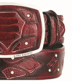 King Exotic Genuine Ostrich Leg Cut-Out Design Western Belt - Faded Burgundy -Suit Discount Store KE BLT 4C11F0543 4 90781.1613514468