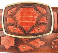 King Exotic Genuine Ostrich Leg Cut-Out Design Western Belt - Faded Cognac -Suit Discount Store KE BLT 4C11F0557 2 86689.1613514469