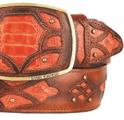 King Exotic Genuine Ostrich Leg Cut-Out Design Western Belt - Faded Cognac -Suit Discount Store KE BLT 4C11F0557 4 16678.1613514469