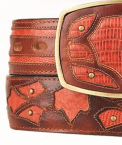 King Exotic Genuine Teju Lizard Cut-Out Design Western Belt - Faded Cognac -Suit Discount Store KE BLT 4C11F0757 4 57158.1613639342