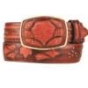 King Exotic Genuine Teju Lizard Cut-Out Design Western Belt - Faded Cognac