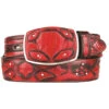 King Exotic Genuine EEL Cut-Out Design Western Belt - Faded Red