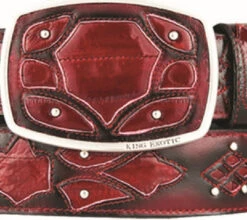 King Exotic Genuine EEL Cut-Out Design Western Belt - Faded Burgundy -Suit Discount Store KE BLT 4C11F0843 2 43374.1613601696