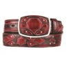 King Exotic Genuine EEL Cut-Out Design Western Belt - Faded Burgundy