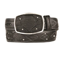 King Exotic Genuine Shark Cut-Out Design Western Belt - Black