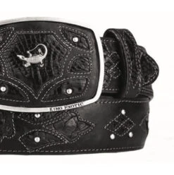 King Exotic Genuine Caiman Cut-Out Design Western Belt - Black -Suit Discount Store KE BLT 4C11F8205 3 40220.1612560382