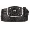 King Exotic Genuine Caiman Cut-Out Design Western Belt - Black