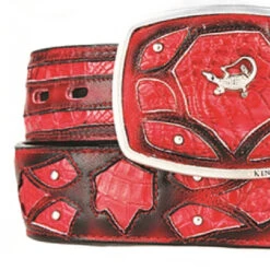 King Exotic Genuine Caiman Cut-Out Design Western Belt - Faded Red -Suit Discount Store KE BLT 4C11F8229 2 76461.1612562199