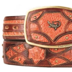 King Exotic Genuine Caiman Cut-Out Design Western Belt - Faded Cognac -Suit Discount Store KE BLT 4C11F8257 2 21103.1612562201