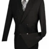 Lucci Black Double-Breasted Suit With Pleated Slacks