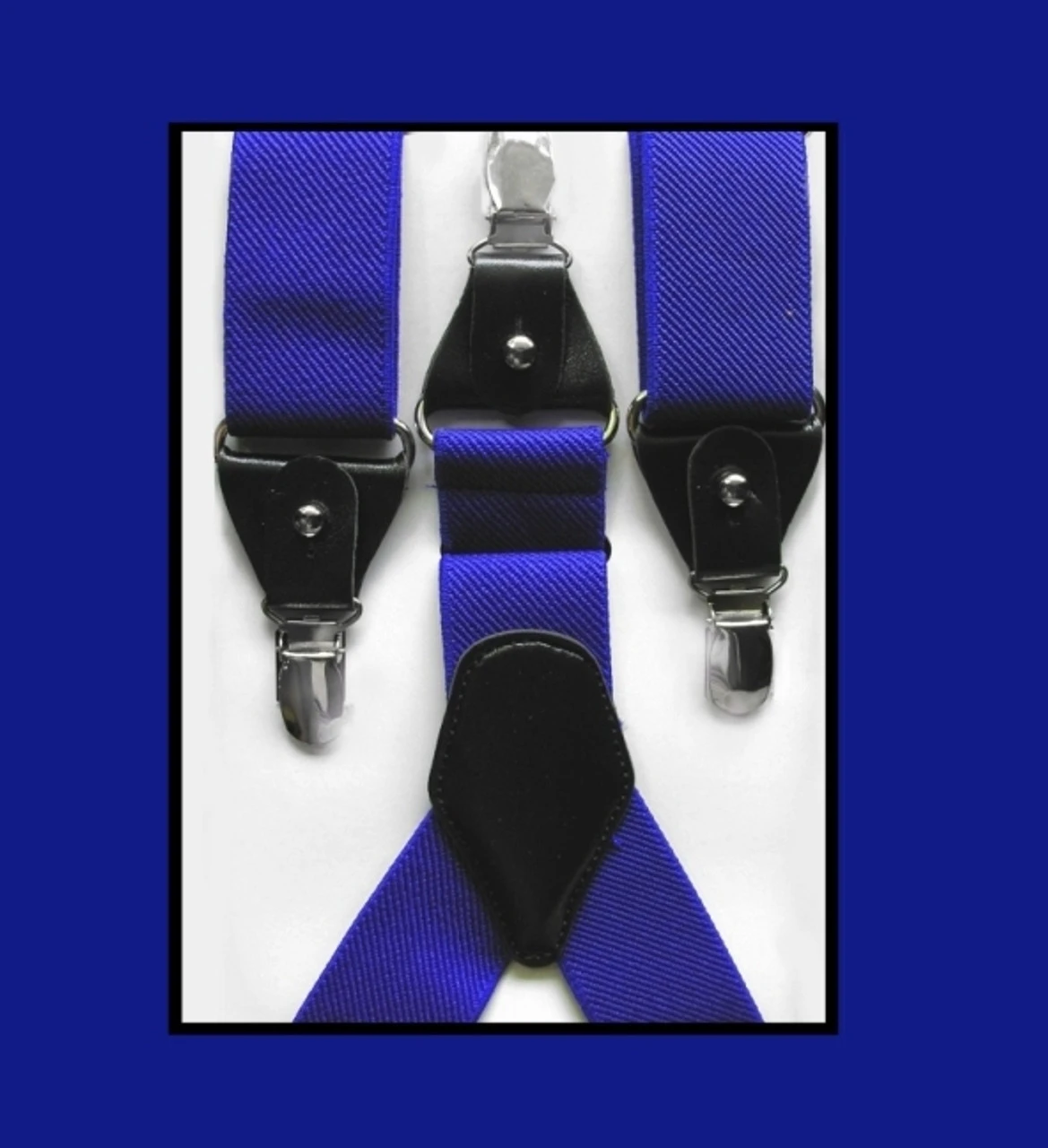Luciano Ferretti Convertible Button & Clip Stretch Braces - Suspenders - Royal 1 Luciano Ferretti Convertible Button & Clip Stretch Braces - Suspenders - Royal