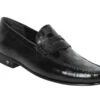 Lombardy - Genuine Teju Lizard Check Pattern Penny Loafer - Black
