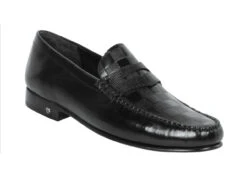 Lombardy - Genuine Teju Lizard Check Pattern Penny Loafer - Black -Suit Discount Store LMB ZLA038605 40237.1597901603