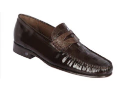 Lombardy - Genuine Teju Lizard Check Pattern Penny Loafer - Brown