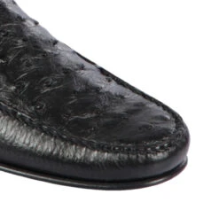 Lombardy - Genuine Ostrich Quill & Leather Loafer - Black -Suit Discount Store LMB ZLA040305 4 14433.1597989401