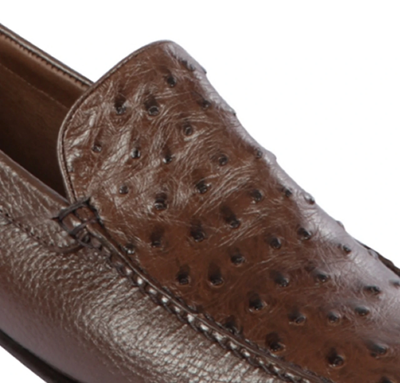 Lombardy - Genuine Ostrich Quill & Leather Loafer - Brown 2 Lombardy - Genuine Ostrich Quill & Leather Loafer - Brown - Image 2