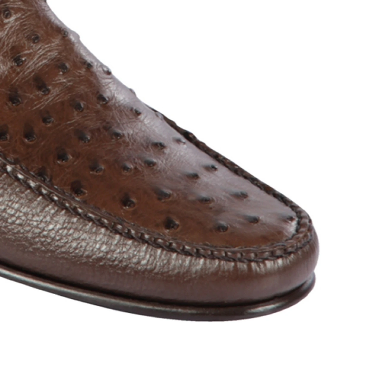 Lombardy - Genuine Ostrich Quill & Leather Loafer - Brown 3 Lombardy - Genuine Ostrich Quill & Leather Loafer - Brown - Image 3