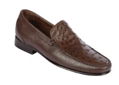 Lombardy - Genuine Ostrich Quill & Leather Loafer - Brown