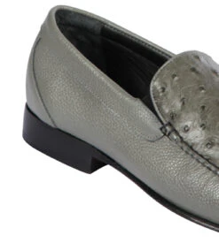 Lombardy - Genuine Ostrich Quill & Leather Loafer - Grey -Suit Discount Store LMB ZLA040309 3 30652.1597947603